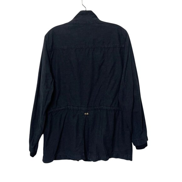 Cabi Women's Faded Black Utility Jacket Size L Cotton Zipper Front Long Sleeves - Picture 2 of 8